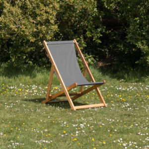 Plain block colour deckchair with grey canvas fabric