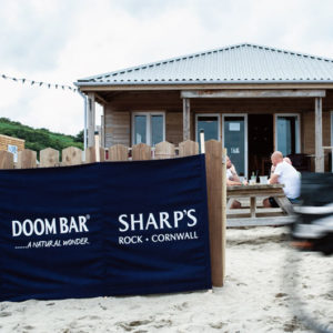Sharps Brewery Windbreak at a beach cafe